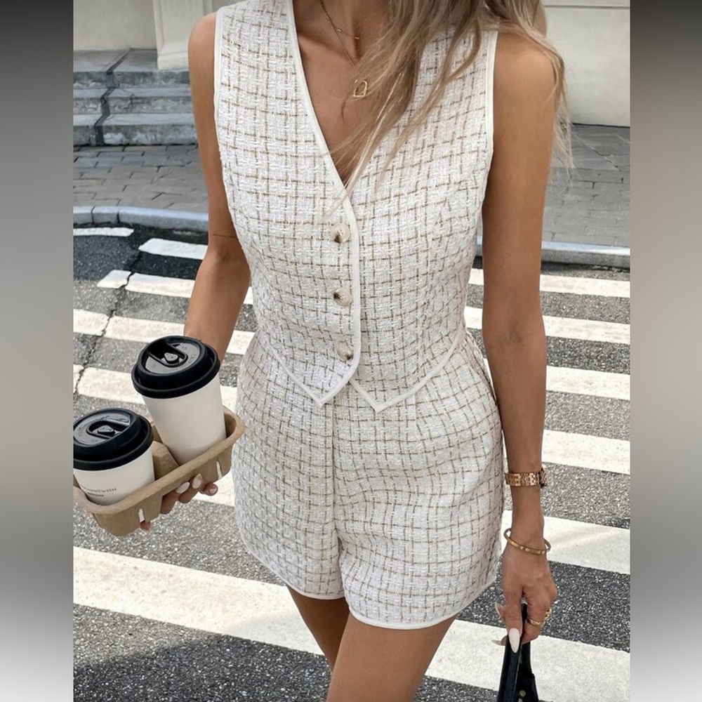 Elegant Cream Two Piece Set